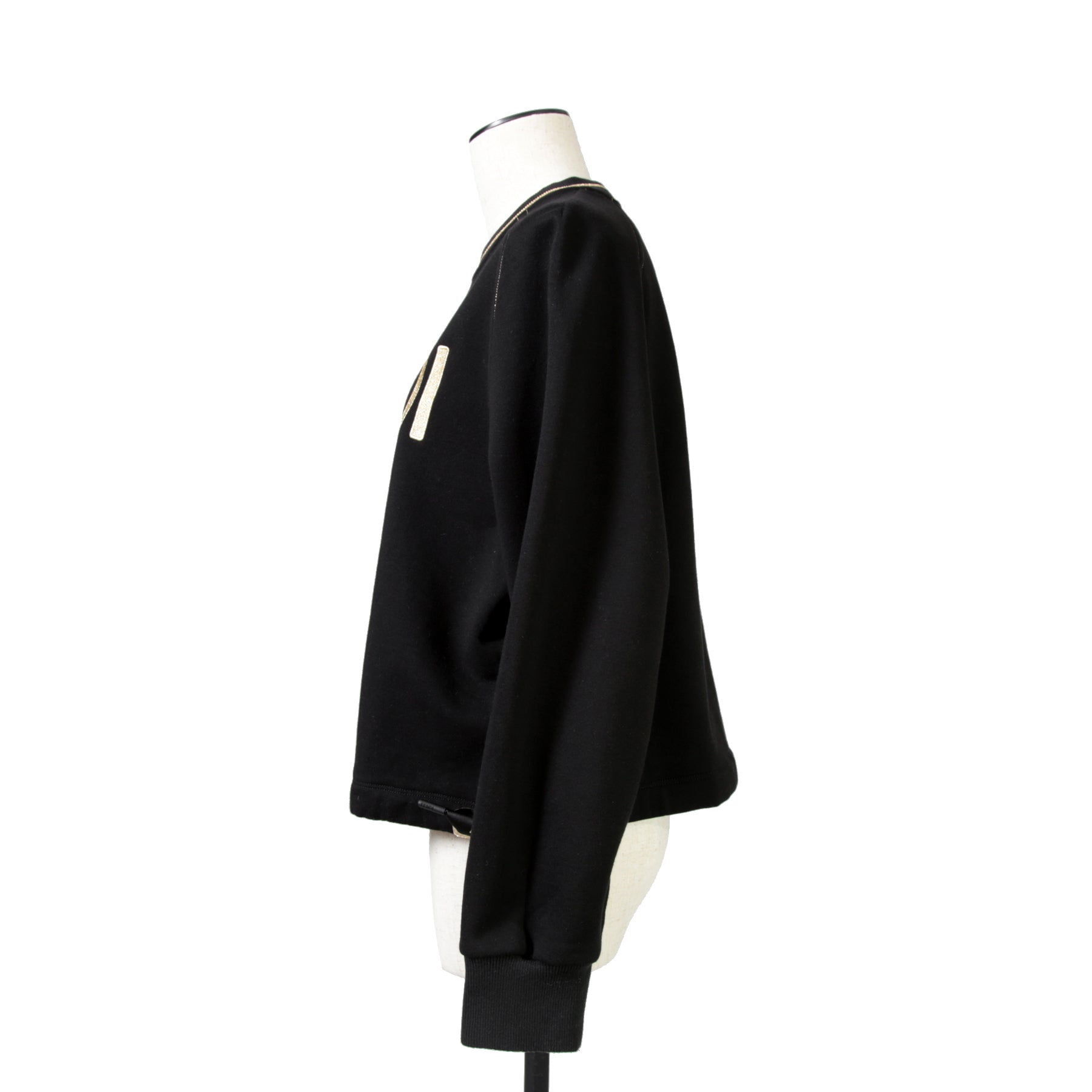 FENDI フェンディ / 美品  FENDI ROMA刺繍  ショート丈 サイドリボン スウェット プルオーバー / FS7102 AC6A / size 40 （BLACK） レディース