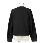 FENDI フェンディ / 美品  FENDI ROMA刺繍  ショート丈 サイドリボン スウェット プルオーバー / FS7102 AC6A / size 40 （BLACK） レディース