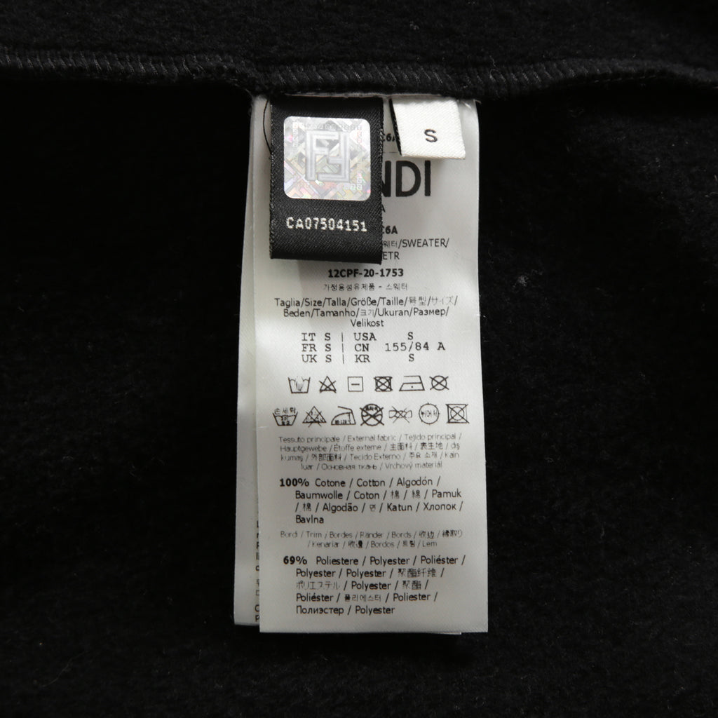 FENDI フェンディ / 美品  FENDI ROMA刺繍  ショート丈 サイドリボン スウェット プルオーバー / FS7102 AC6A / size 40 （BLACK） レディース