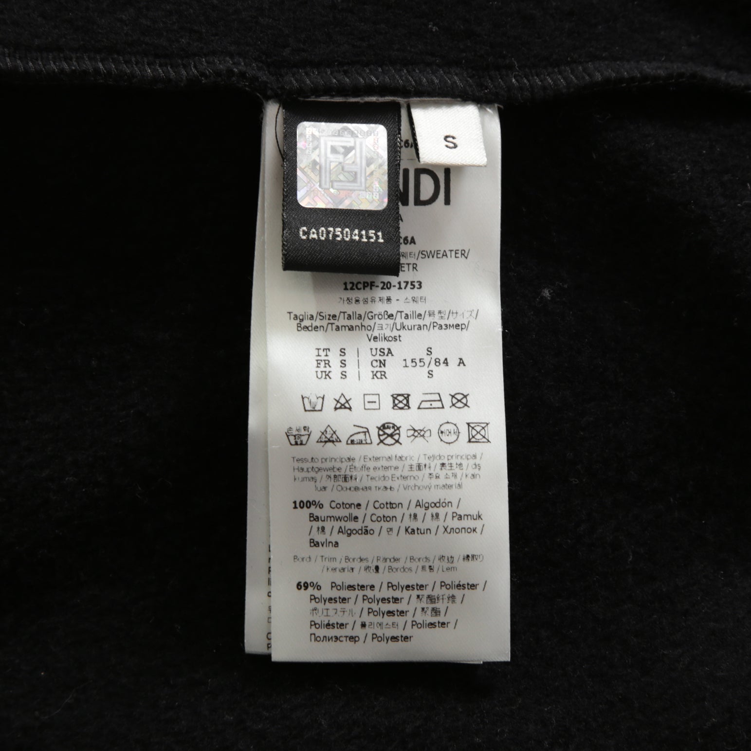 FENDI フェンディ / 美品  FENDI ROMA刺繍  ショート丈 サイドリボン スウェット プルオーバー / FS7102 AC6A / size 40 （BLACK） レディース