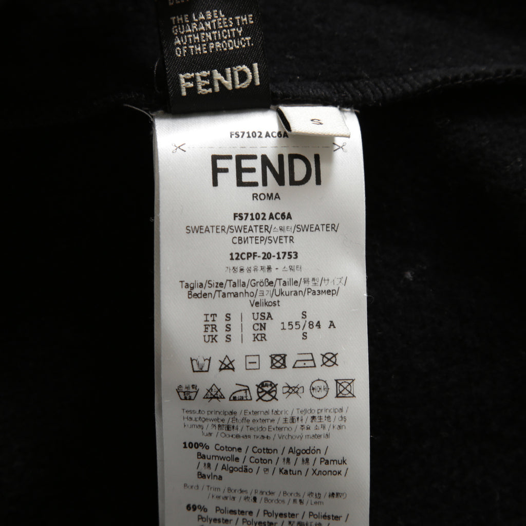 FENDI フェンディ / 美品  FENDI ROMA刺繍  ショート丈 サイドリボン スウェット プルオーバー / FS7102 AC6A / size 40 （BLACK） レディース