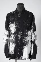 新品 D.HYGEN ディーハイゲン/ 25SS ブラッシュプリント レーヨン×コットン×リネン / ショールカラーシャツ / size 2 (BLK x WHT)