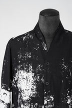 新品 D.HYGEN ディーハイゲン/ 25SS ブラッシュプリント レーヨン×コットン×リネン / ショールカラーシャツ / size 2 (BLK x WHT)