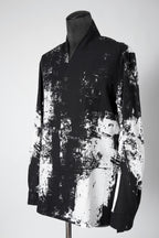 新品 D.HYGEN ディーハイゲン/ 25SS ブラッシュプリント レーヨン×コットン×リネン / ショールカラーシャツ / size 2 (BLK x WHT)