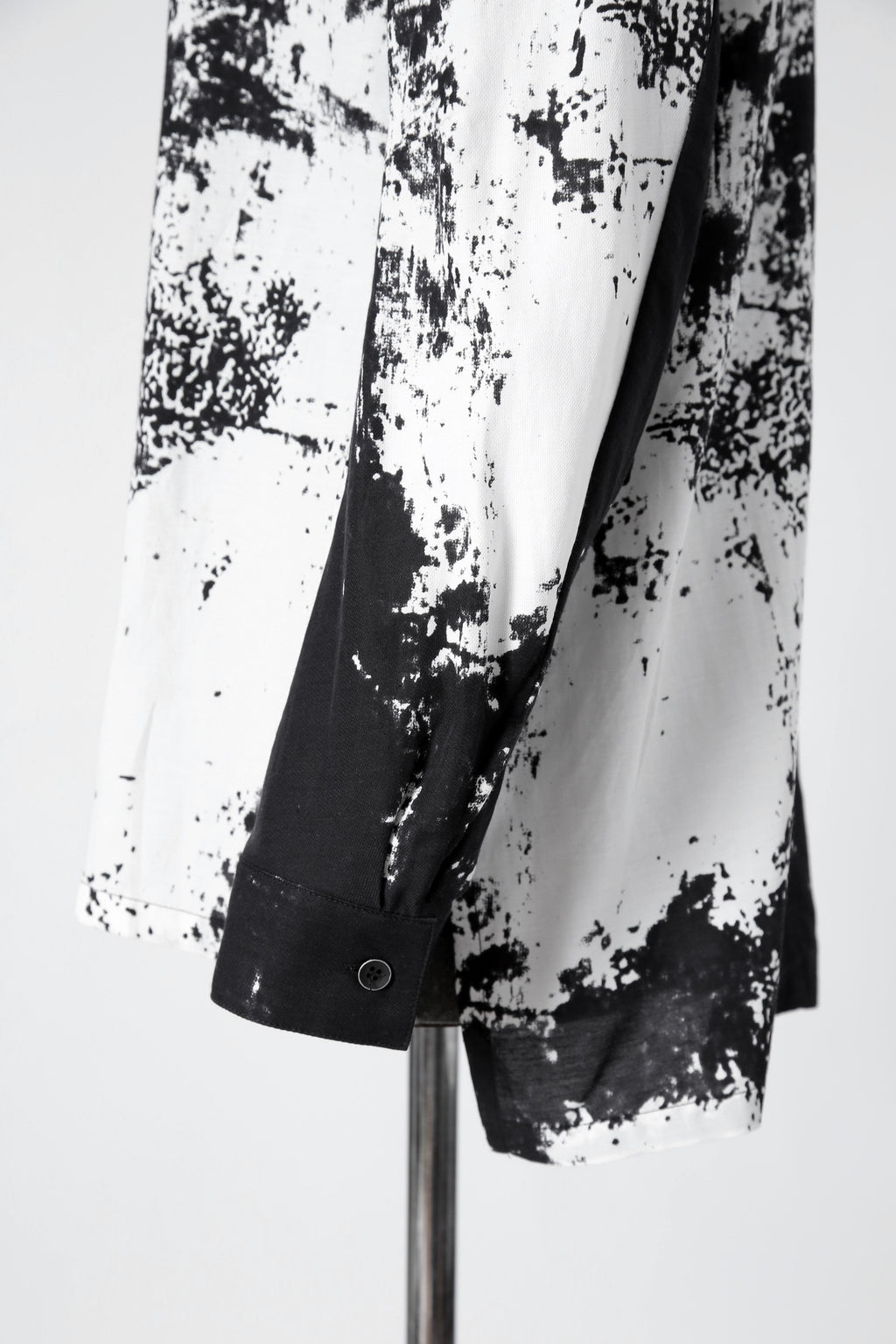 新品 D.HYGEN ディーハイゲン/ 25SS ブラッシュプリント レーヨン×コットン×リネン / ショールカラーシャツ / size 2 (BLK x WHT)