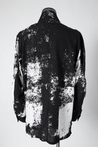 新品 D.HYGEN ディーハイゲン/ 25SS ブラッシュプリント レーヨン×コットン×リネン / ショールカラーシャツ / size 2 (BLK x WHT)