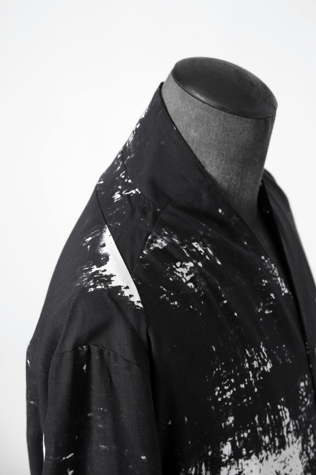 新品 D.HYGEN ディーハイゲン/ 25SS ブラッシュプリント レーヨン×コットン×リネン / ショールカラーシャツ / size 2 (BLK x WHT)
