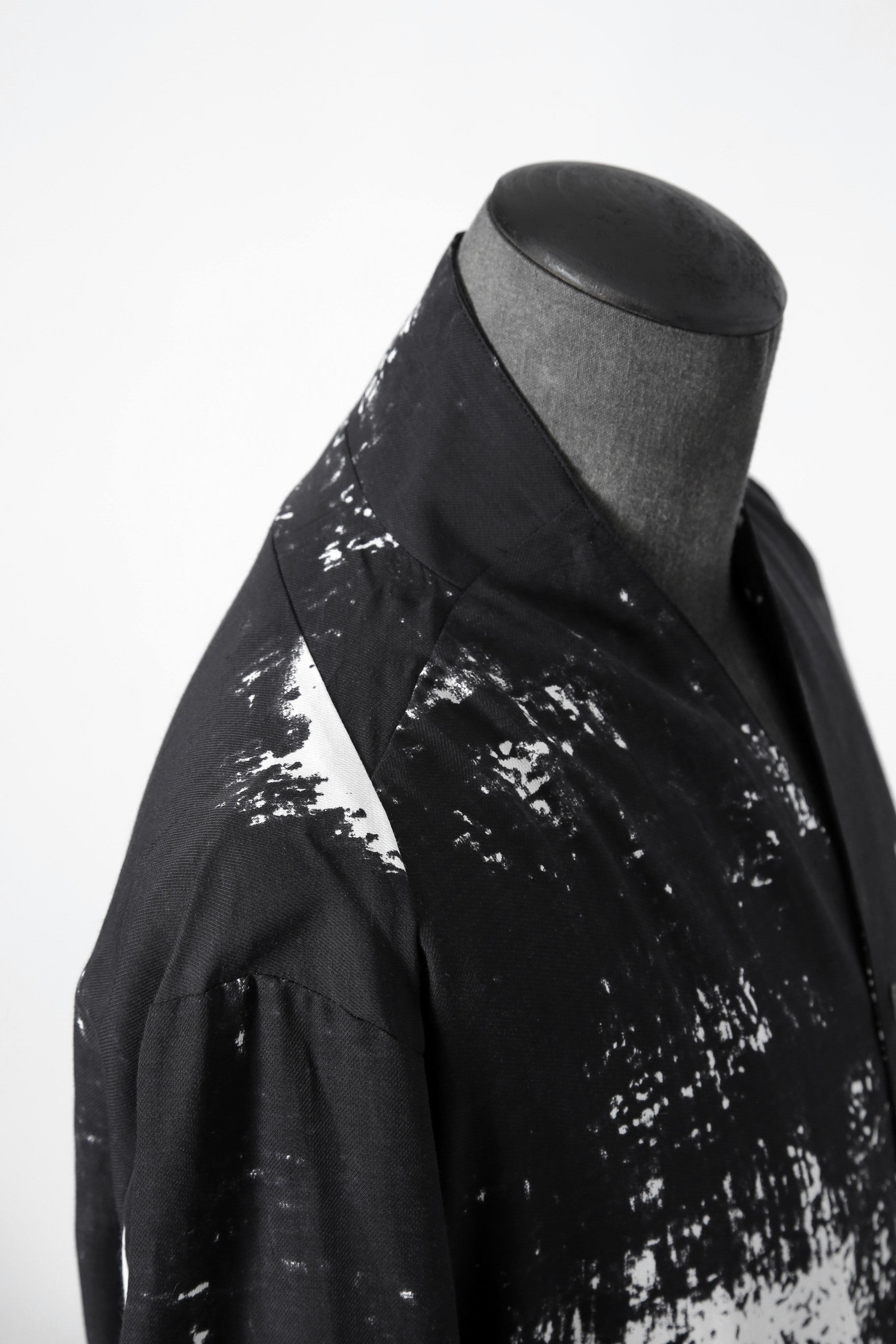 新品 D.HYGEN ディーハイゲン/ 25SS ブラッシュプリント レーヨン×コットン×リネン / ショールカラーシャツ / size 2 (BLK x WHT)