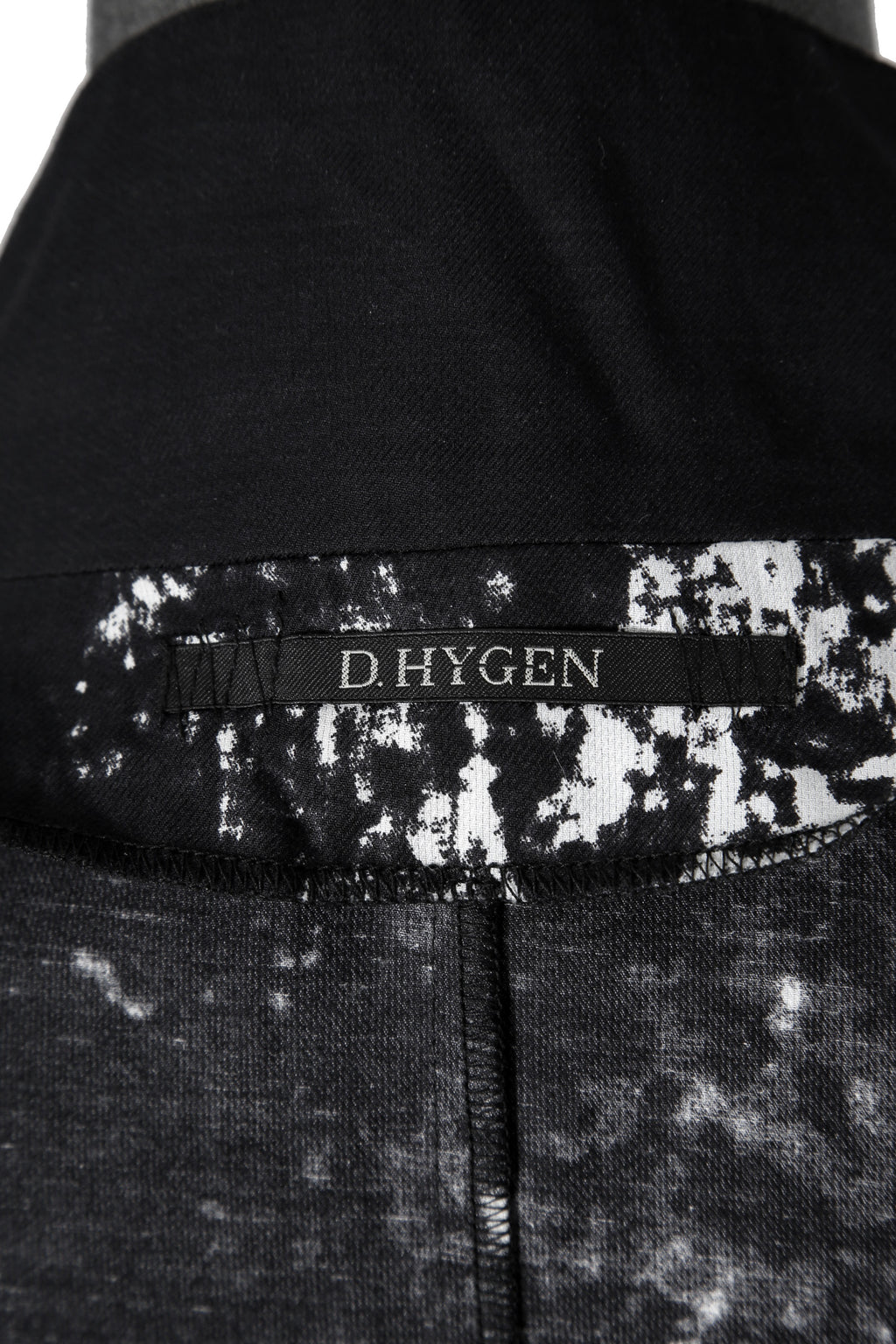 新品 D.HYGEN ディーハイゲン/ 25SS ブラッシュプリント レーヨン×コットン×リネン / ショールカラーシャツ / size 2 (BLK x WHT)