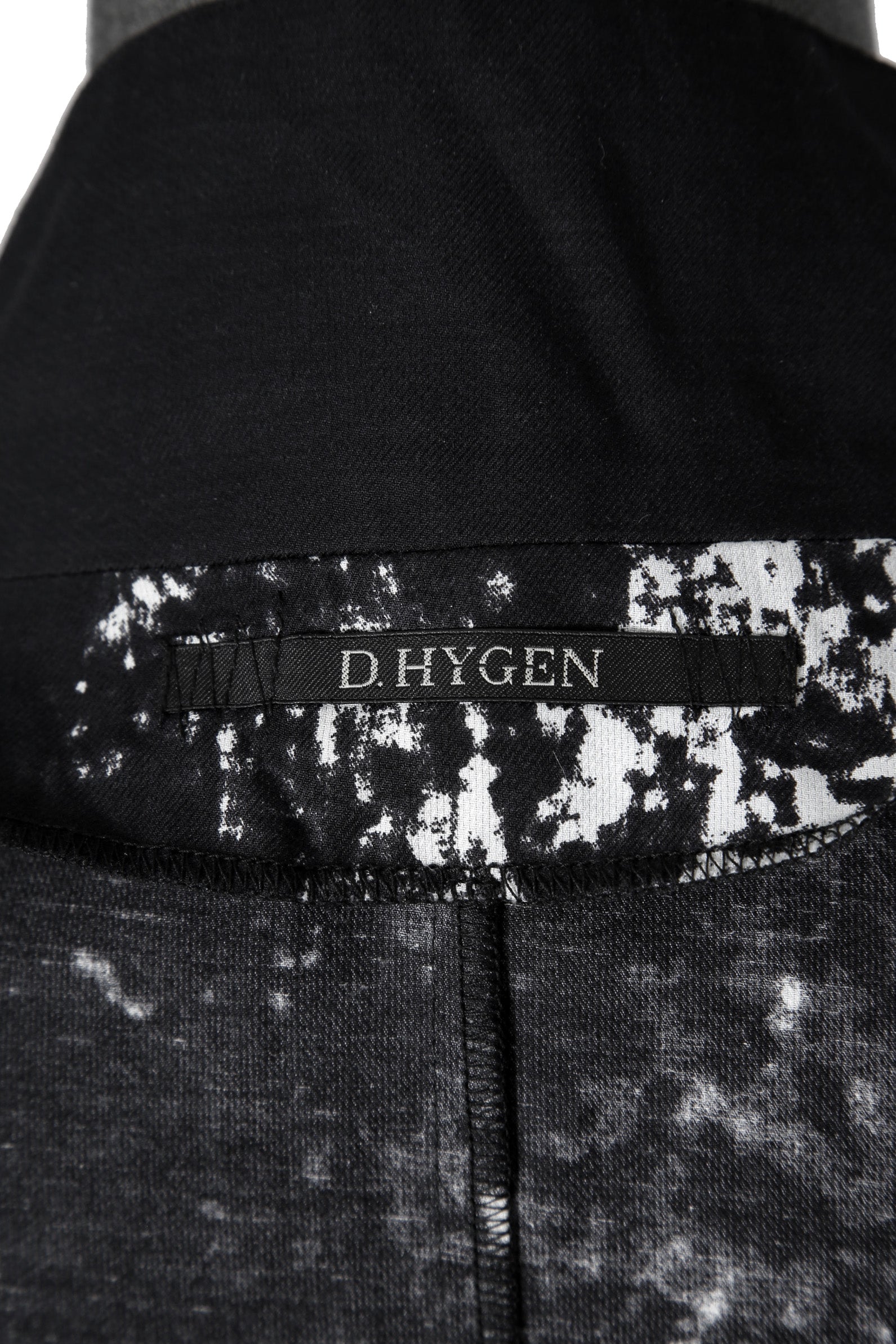 新品 D.HYGEN ディーハイゲン/ 25SS ブラッシュプリント レーヨン×コットン×リネン / ショールカラーシャツ / size 2 (BLK x WHT)