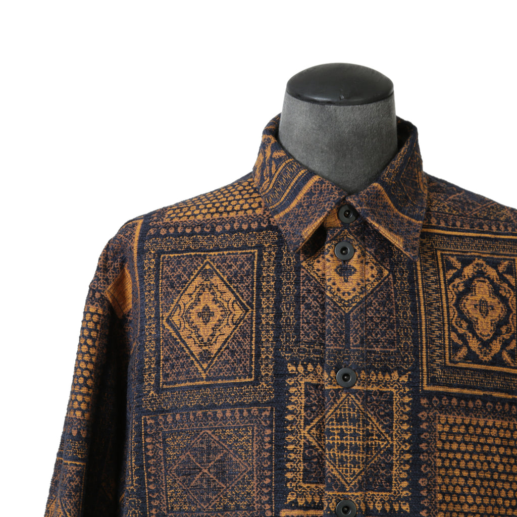 QASIMI カシミ / 美品 ジャガード 総柄ジャケット / size 46 (NAVY x ORENGE)