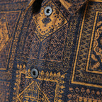 QASIMI カシミ / 美品 ジャガード 総柄ジャケット / size 46 (NAVY x ORENGE)