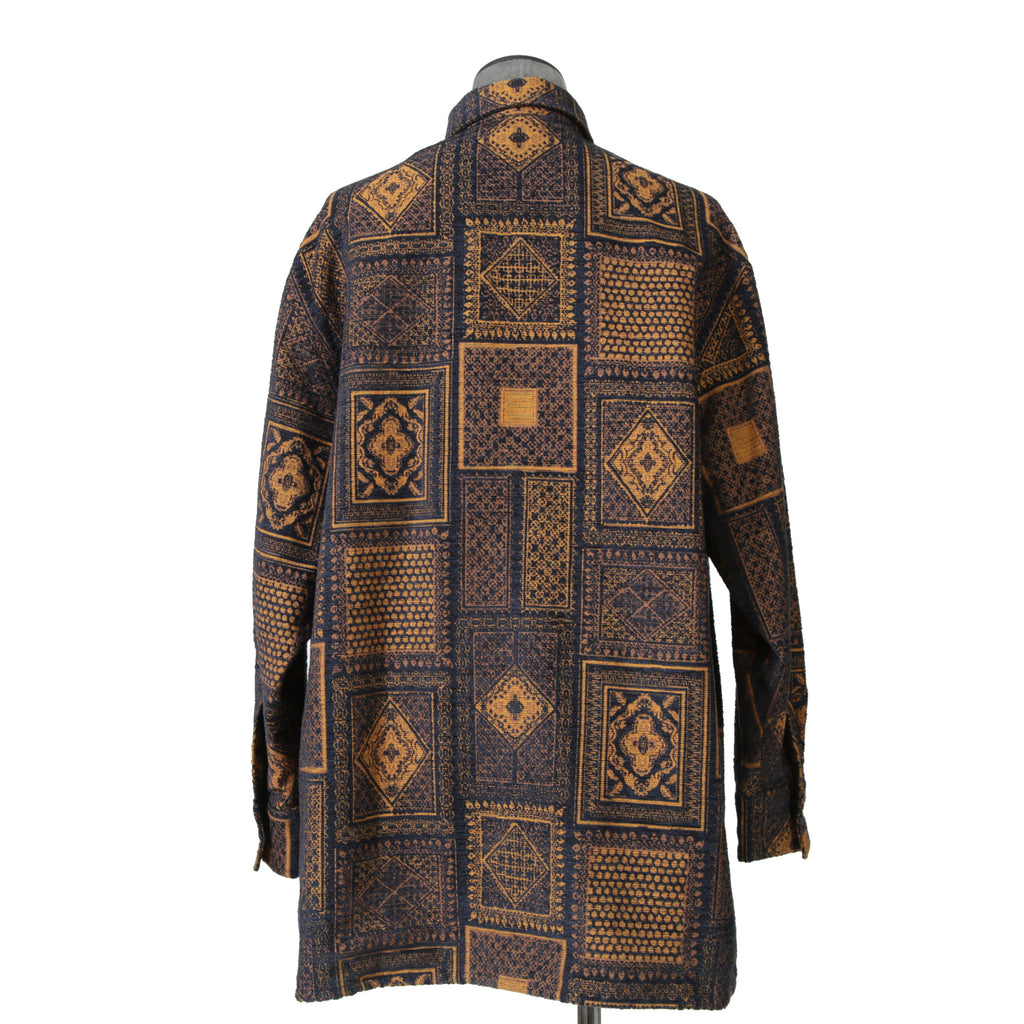 QASIMI カシミ / 美品 ジャガード 総柄ジャケット / size 46 (NAVY x ORENGE)