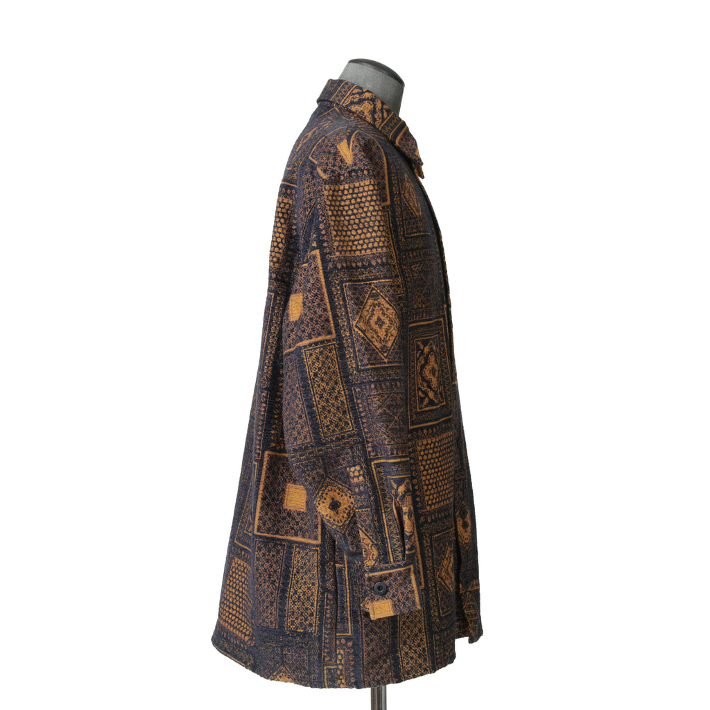 QASIMI カシミ / 美品 ジャガード 総柄ジャケット / size 46 (NAVY x ORENGE)