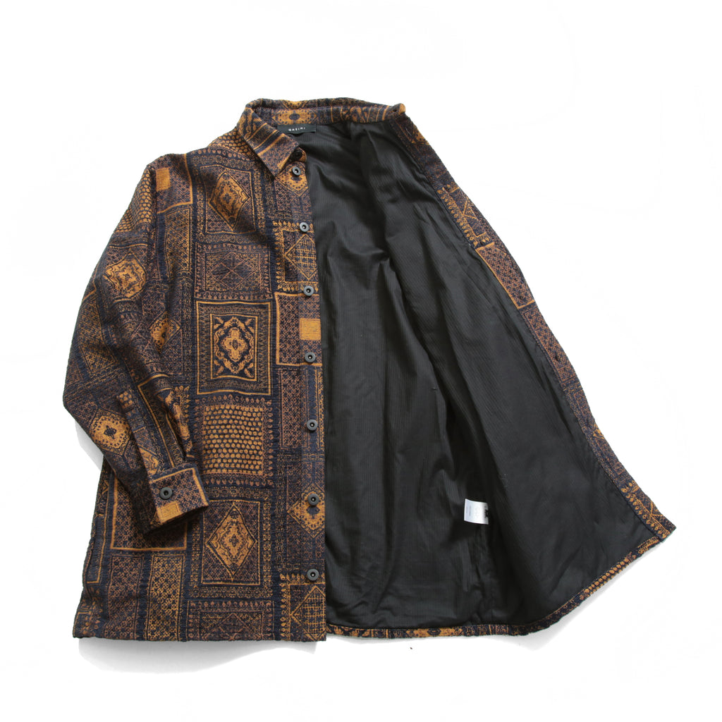 QASIMI カシミ / 美品 ジャガード 総柄ジャケット / size 46 (NAVY x ORENGE)