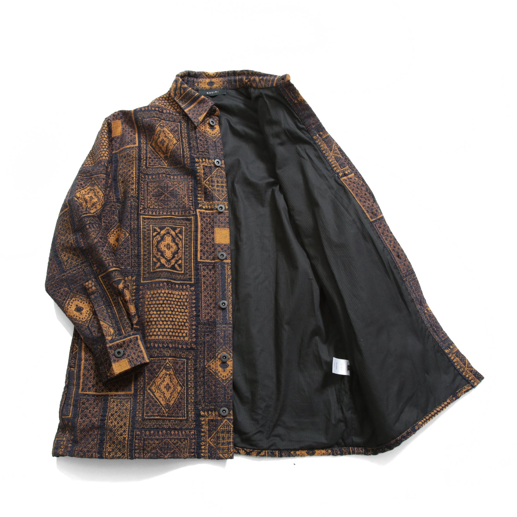 QASIMI カシミ / 美品 ジャガード 総柄ジャケット / size 46 (NAVY x ORENGE)