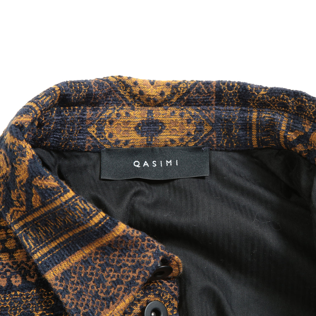 QASIMI カシミ / 美品 ジャガード 総柄ジャケット / size 46 (NAVY x ORENGE)