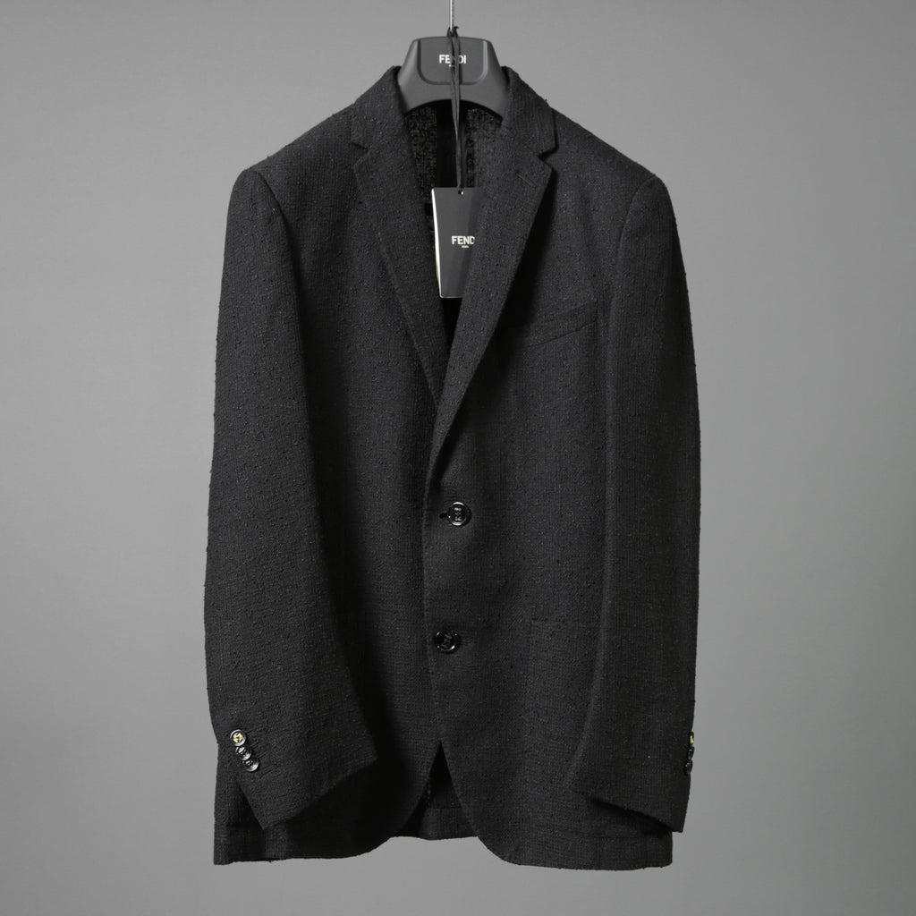 FENDI フェンディ / 美品 リネン ブークレ ジャケット / FJ0595 AFDP / size 48 (BLACK) ブレザー