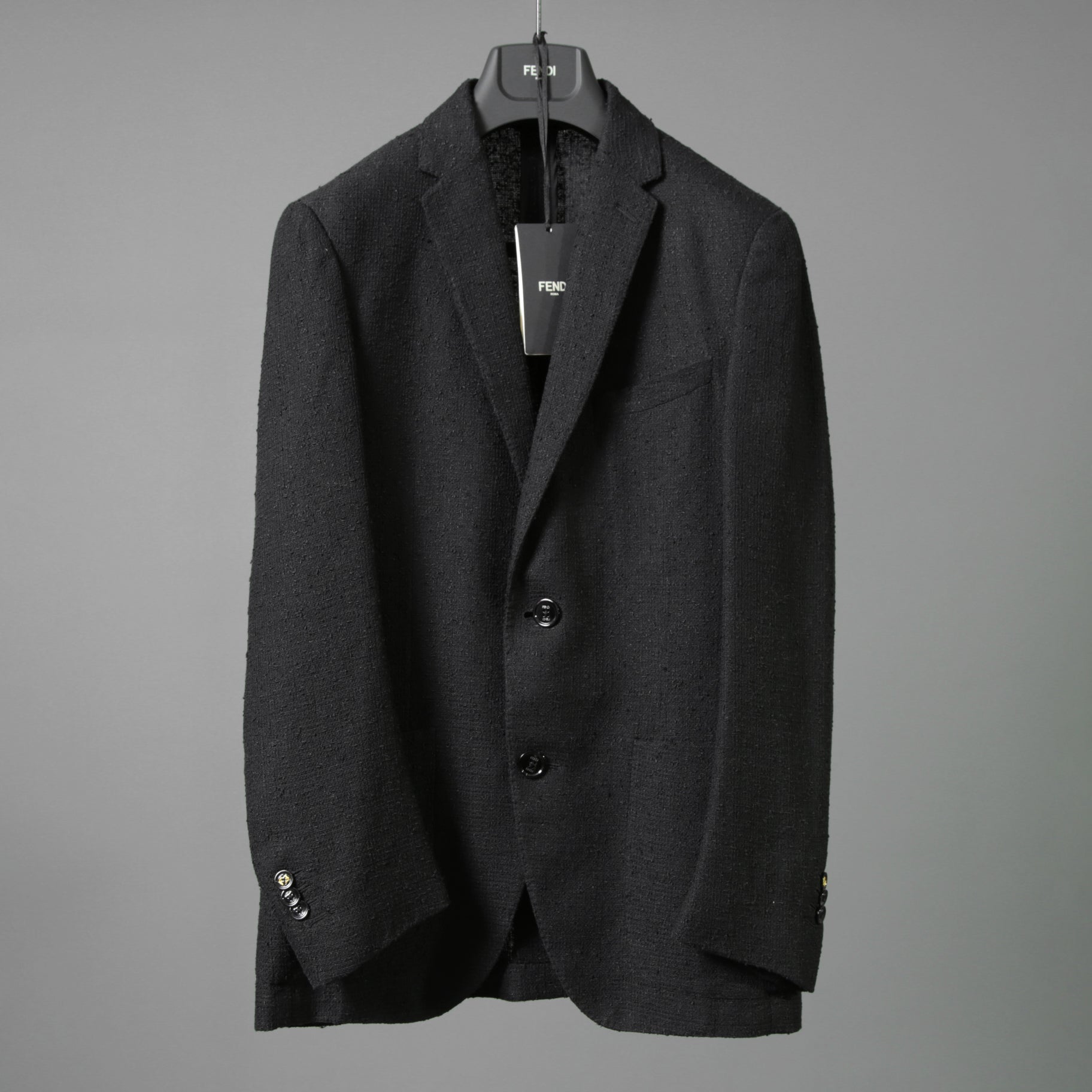 FENDI フェンディ / 美品 リネン ブークレ ジャケット / FJ0595 AFDP / size 48 (BLACK) ブレザー