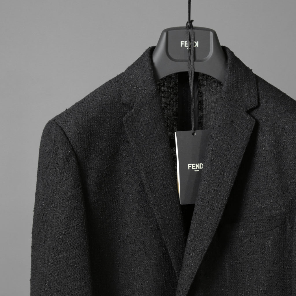 FENDI フェンディ / 美品 リネン ブークレ ジャケット / FJ0595 AFDP / size 48 (BLACK) ブレザー