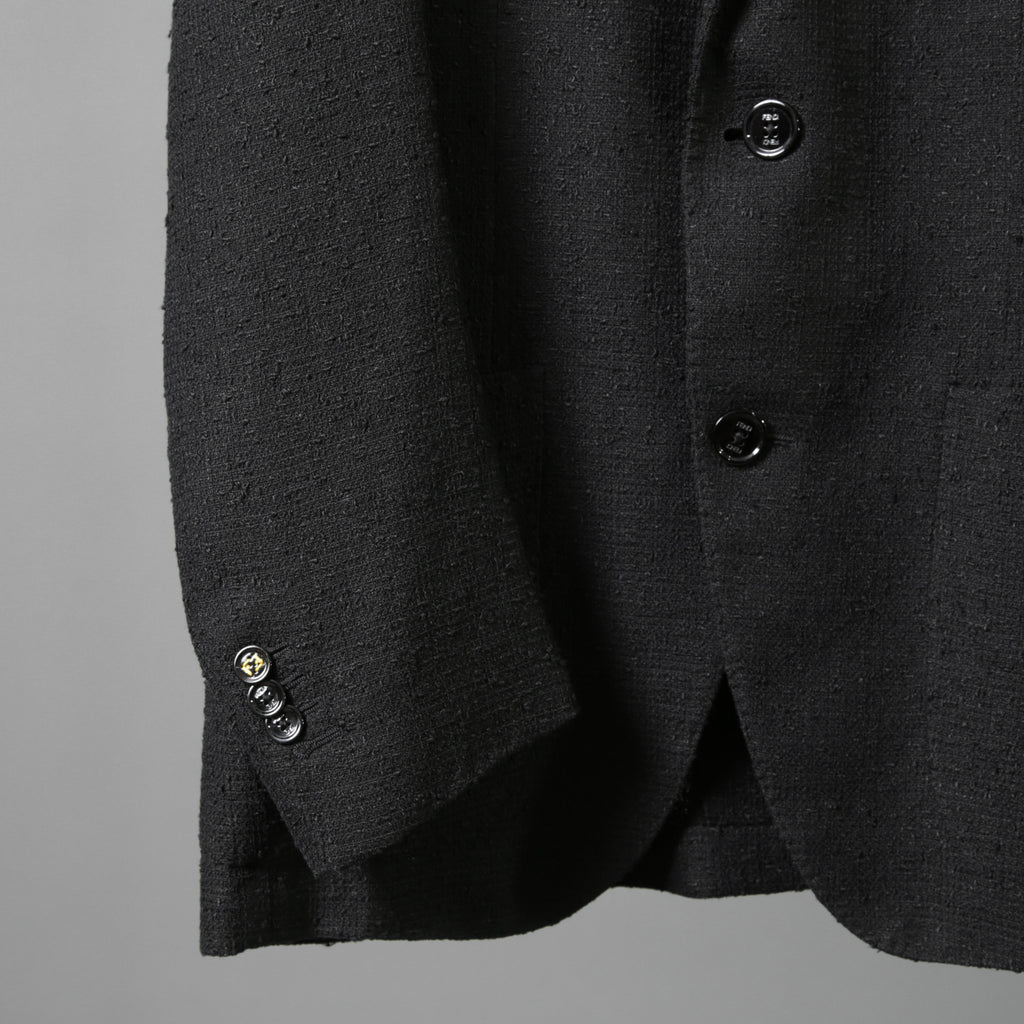 FENDI フェンディ / 美品 リネン ブークレ ジャケット / FJ0595 AFDP / size 48 (BLACK) ブレザー