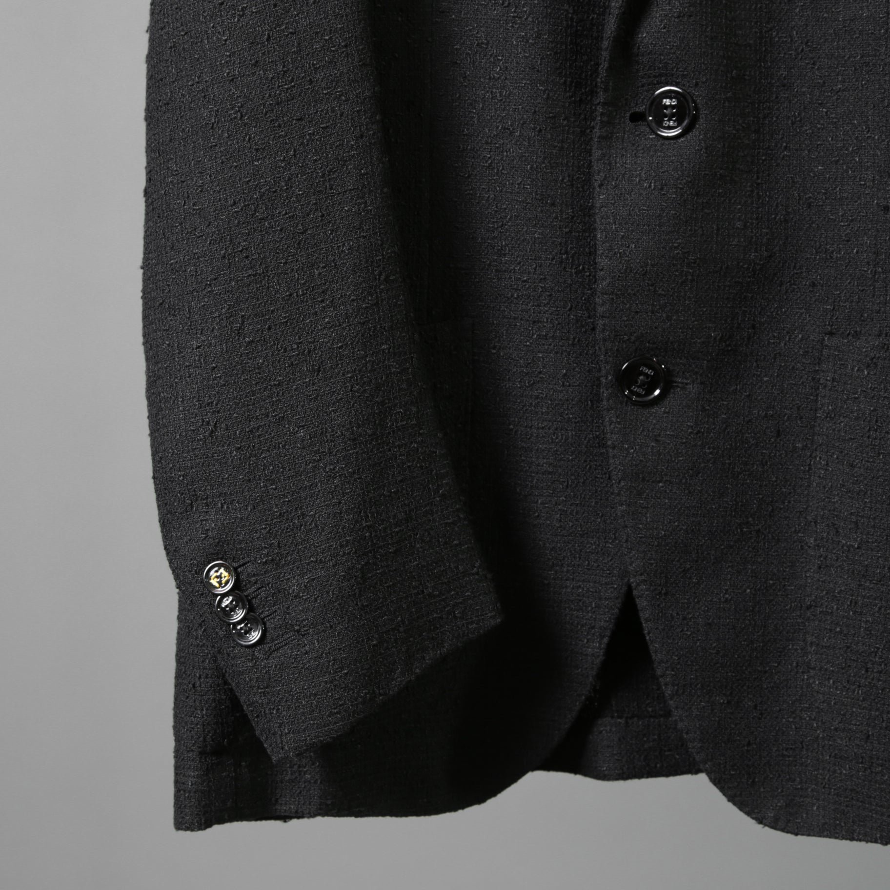 FENDI フェンディ / 美品 リネン ブークレ ジャケット / FJ0595 AFDP / size 48 (BLACK) ブレザー