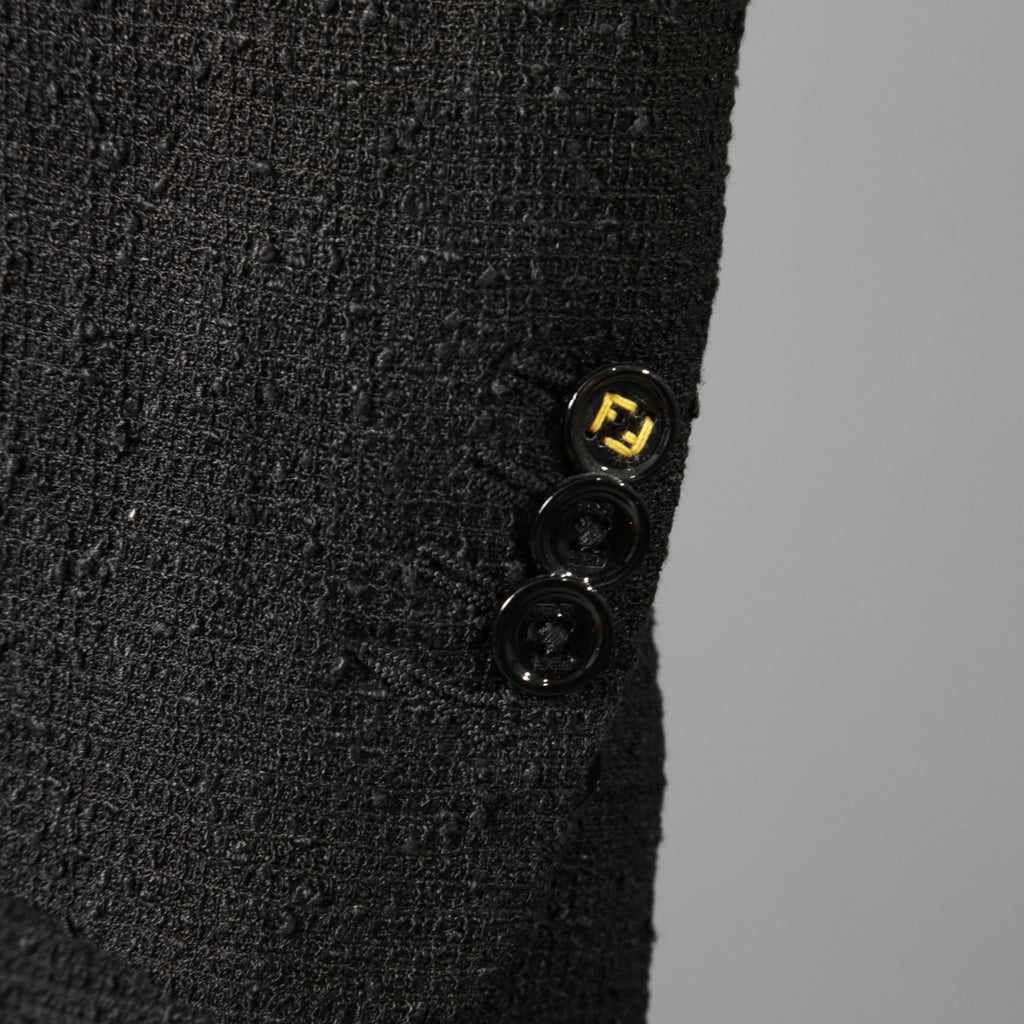 FENDI フェンディ / 美品 リネン ブークレ ジャケット / FJ0595 AFDP / size 48 (BLACK) ブレザー