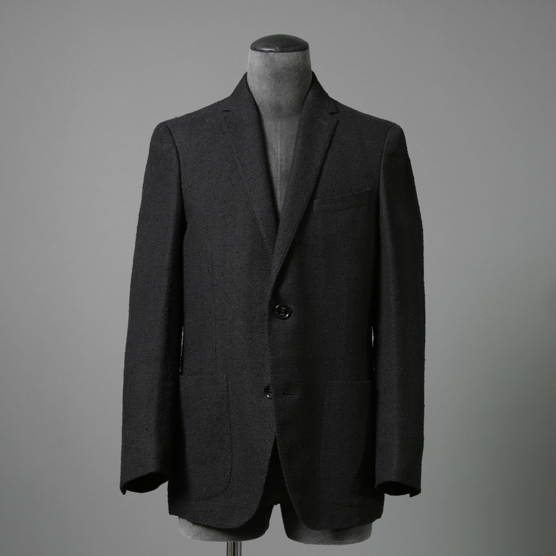 FENDI フェンディ / 美品 リネン ブークレ ジャケット / FJ0595 AFDP / size 48 (BLACK) ブレザー