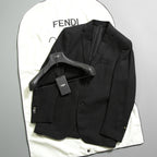 FENDI フェンディ / 美品 リネン ブークレ ジャケット / FJ0595 AFDP / size 48 (BLACK) ブレザー