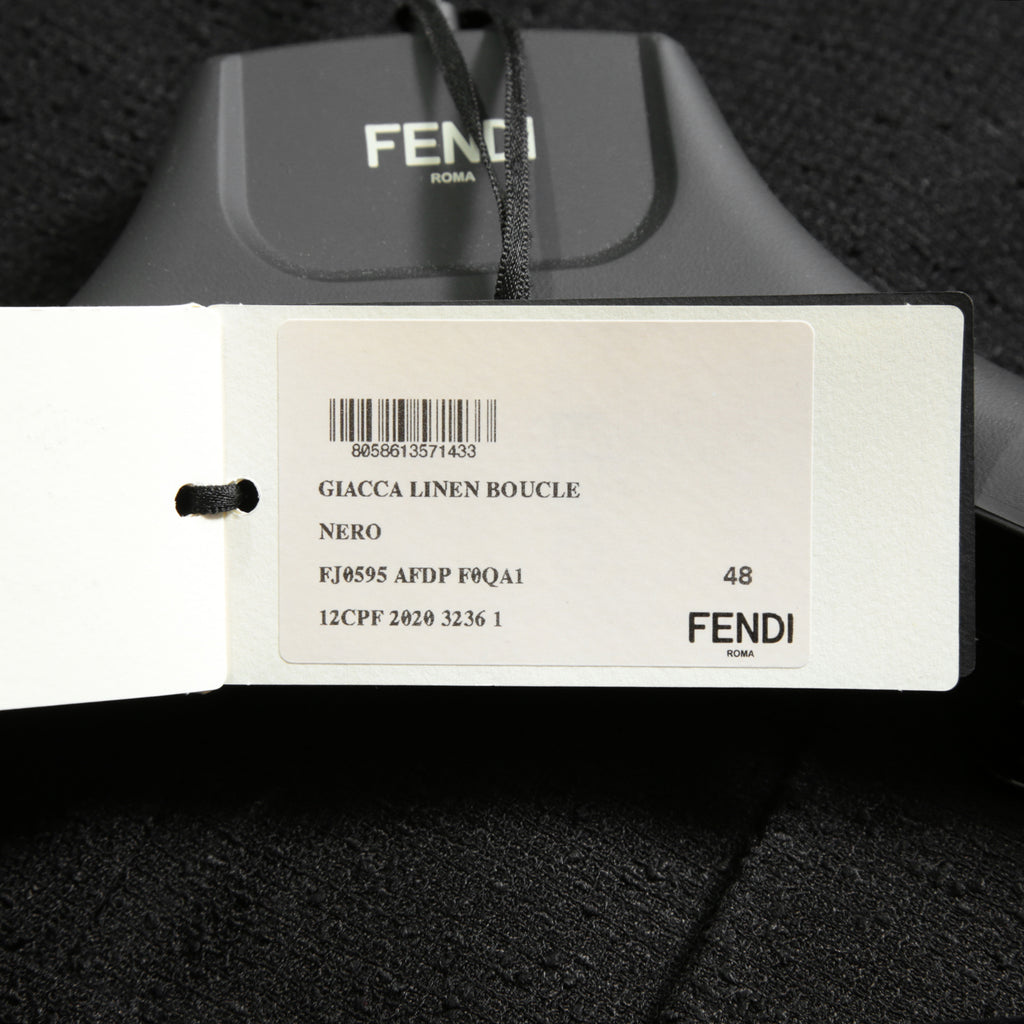 FENDI フェンディ / 美品 リネン ブークレ ジャケット / FJ0595 AFDP / size 48 (BLACK) ブレザー