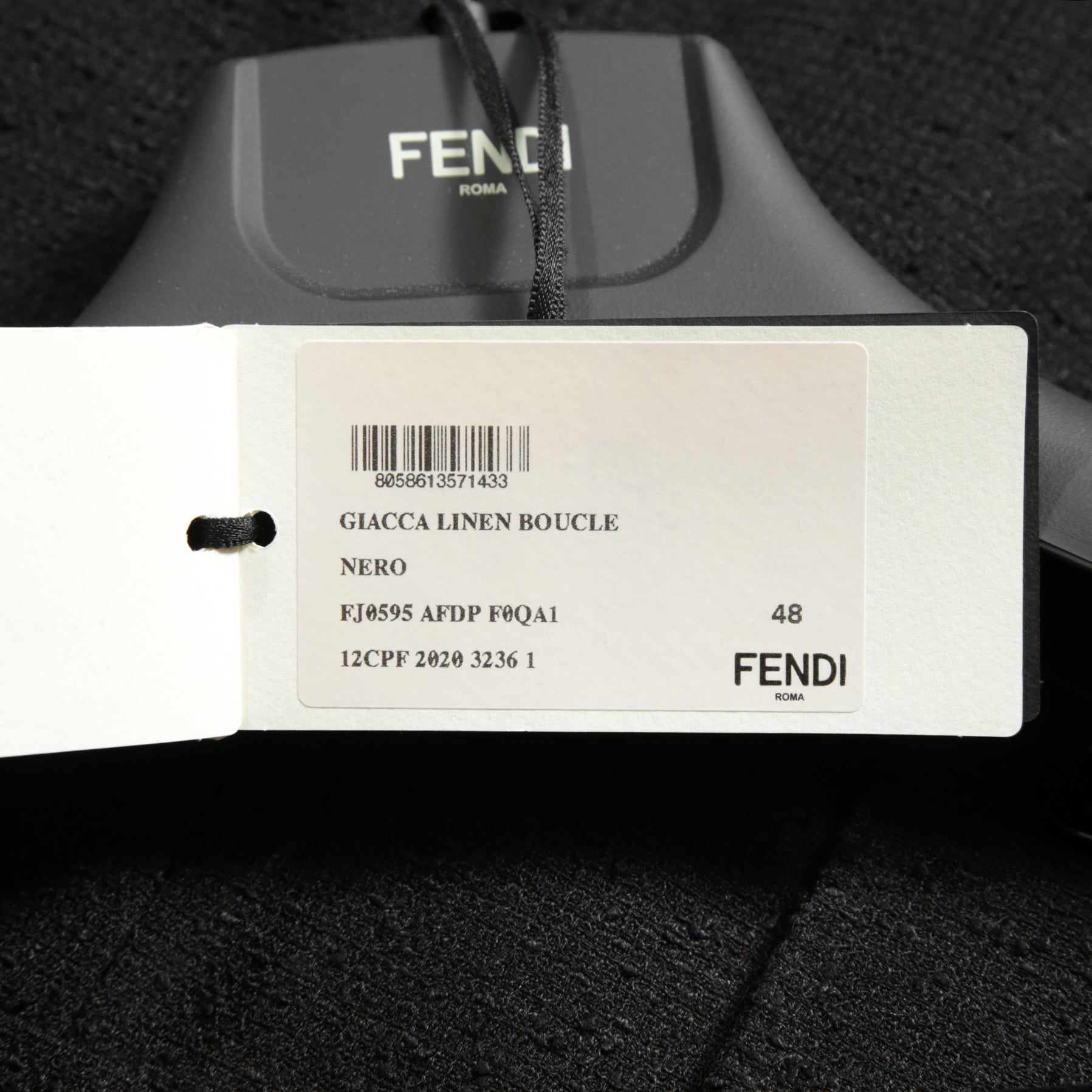 FENDI フェンディ / 美品 リネン ブークレ ジャケット / FJ0595 AFDP / size 48 (BLACK) ブレザー