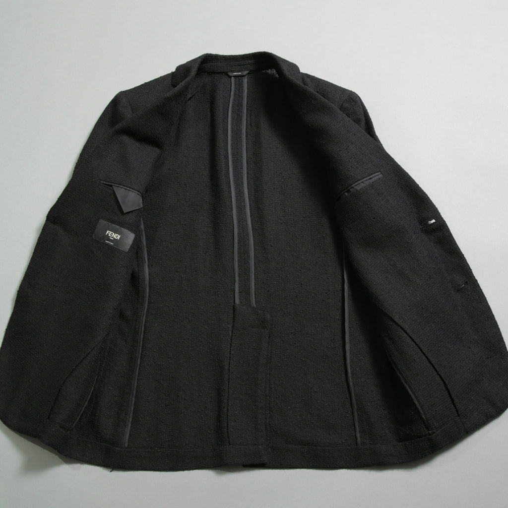 FENDI フェンディ / 美品 リネン ブークレ ジャケット / FJ0595 AFDP / size 48 (BLACK) ブレザー