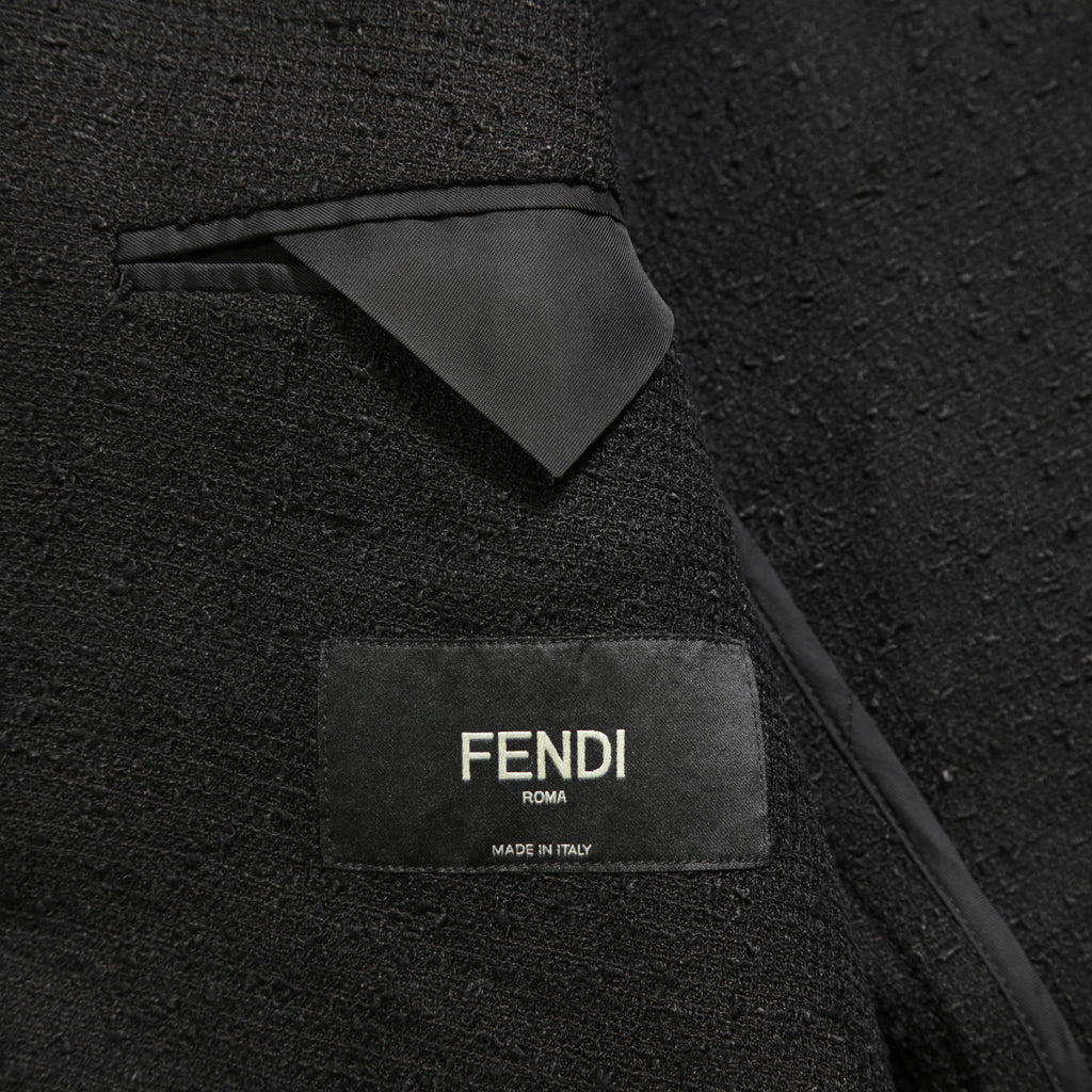 FENDI フェンディ / 美品 リネン ブークレ ジャケット / FJ0595 AFDP / size 48 (BLACK) ブレザー