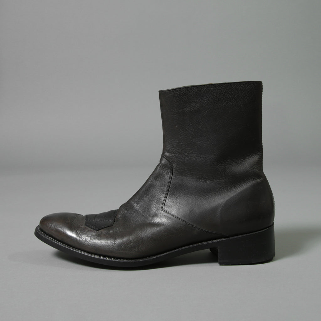 希少 イサムカタヤマ バックラッシュ THE LINE × WHITEFLAGS コラボ / アッパークロコ JPカーフ サイドジップブーツ/ 28cm (ダークブラウン) シューズ