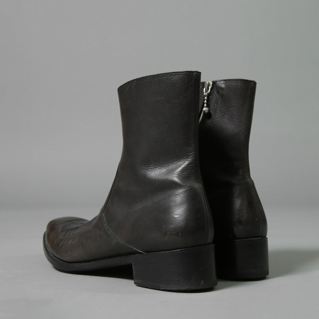 希少 イサムカタヤマ バックラッシュ THE LINE × WHITEFLAGS コラボ / アッパークロコ JPカーフ サイドジップブーツ/ 28cm (ダークブラウン) シューズ