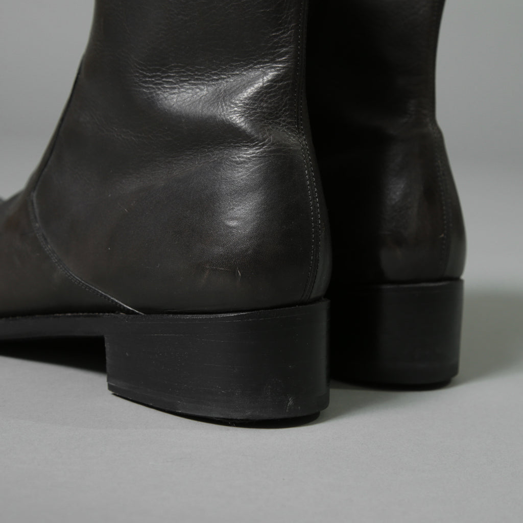 希少 イサムカタヤマ バックラッシュ THE LINE × WHITEFLAGS コラボ / アッパークロコ JPカーフ サイドジップブーツ/ 28cm (ダークブラウン) シューズ