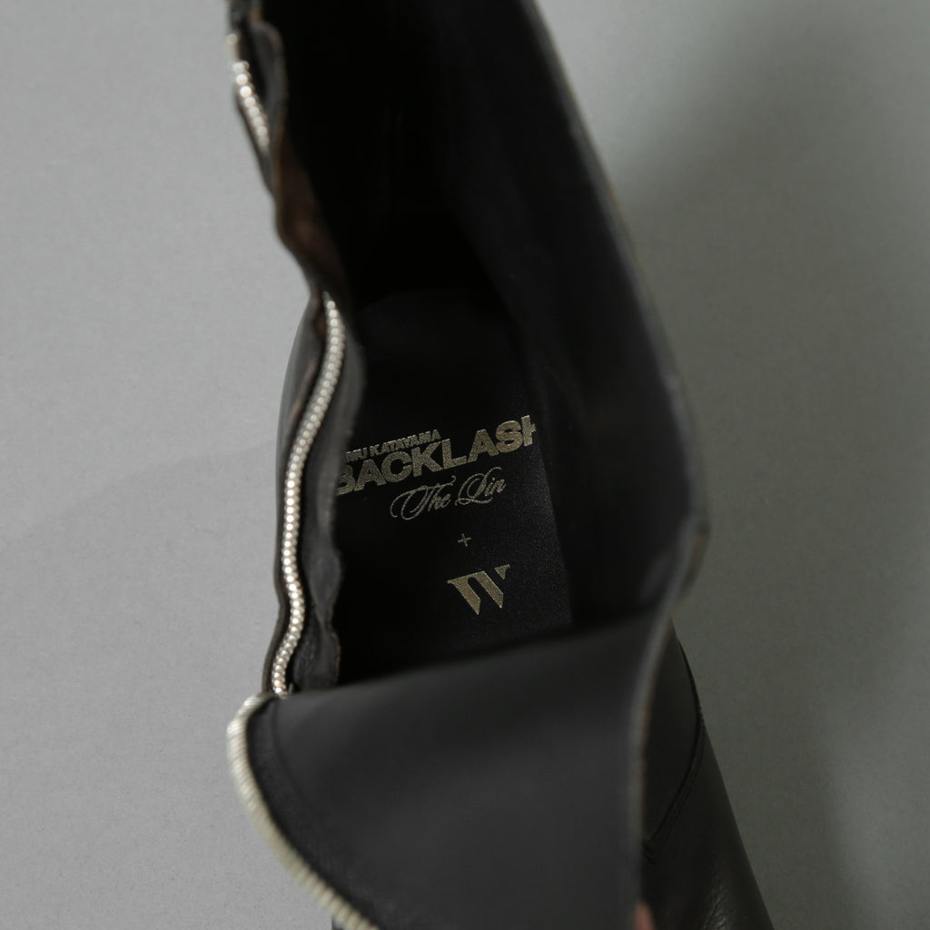 希少 イサムカタヤマ バックラッシュ THE LINE × WHITEFLAGS コラボ / アッパークロコ JPカーフ サイドジップブーツ/ 28cm (ダークブラウン) シューズ