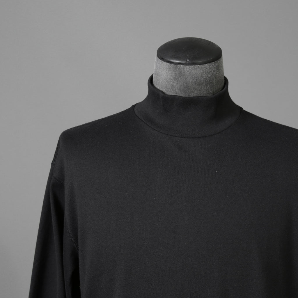 calmlence カームレンス / 25AW 美品 TSHIRT004. Mock Neck Long Sleeve T-Shirt Silk Suvin Rever Jersey size 1 (BLACK)