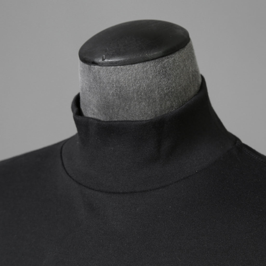 calmlence カームレンス / 25AW 美品 TSHIRT004. Mock Neck Long Sleeve T-Shirt Silk Suvin Rever Jersey size 1 (BLACK)
