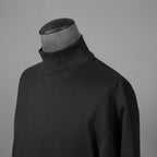 calmlence カームレンス / 25AW 美品 TSHIRT004. Mock Neck Long Sleeve T-Shirt Silk Suvin Rever Jersey size 1 (BLACK)