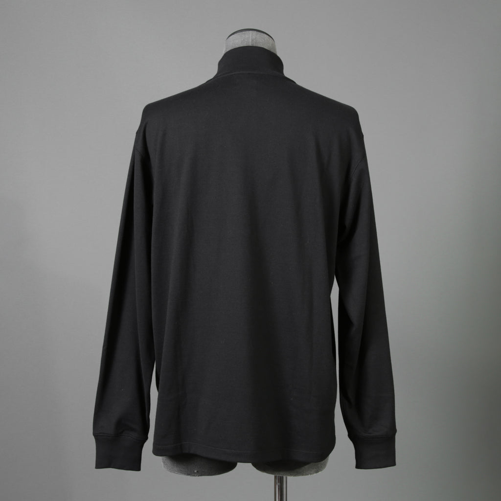 calmlence カームレンス / 25AW 美品 TSHIRT004. Mock Neck Long Sleeve T-Shirt Silk Suvin Rever Jersey size 1 (BLACK)