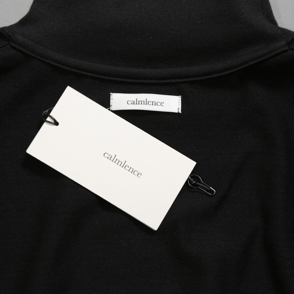 calmlence カームレンス / 25AW 美品 TSHIRT004. Mock Neck Long Sleeve T-Shirt Silk Suvin Rever Jersey size 1 (BLACK)
