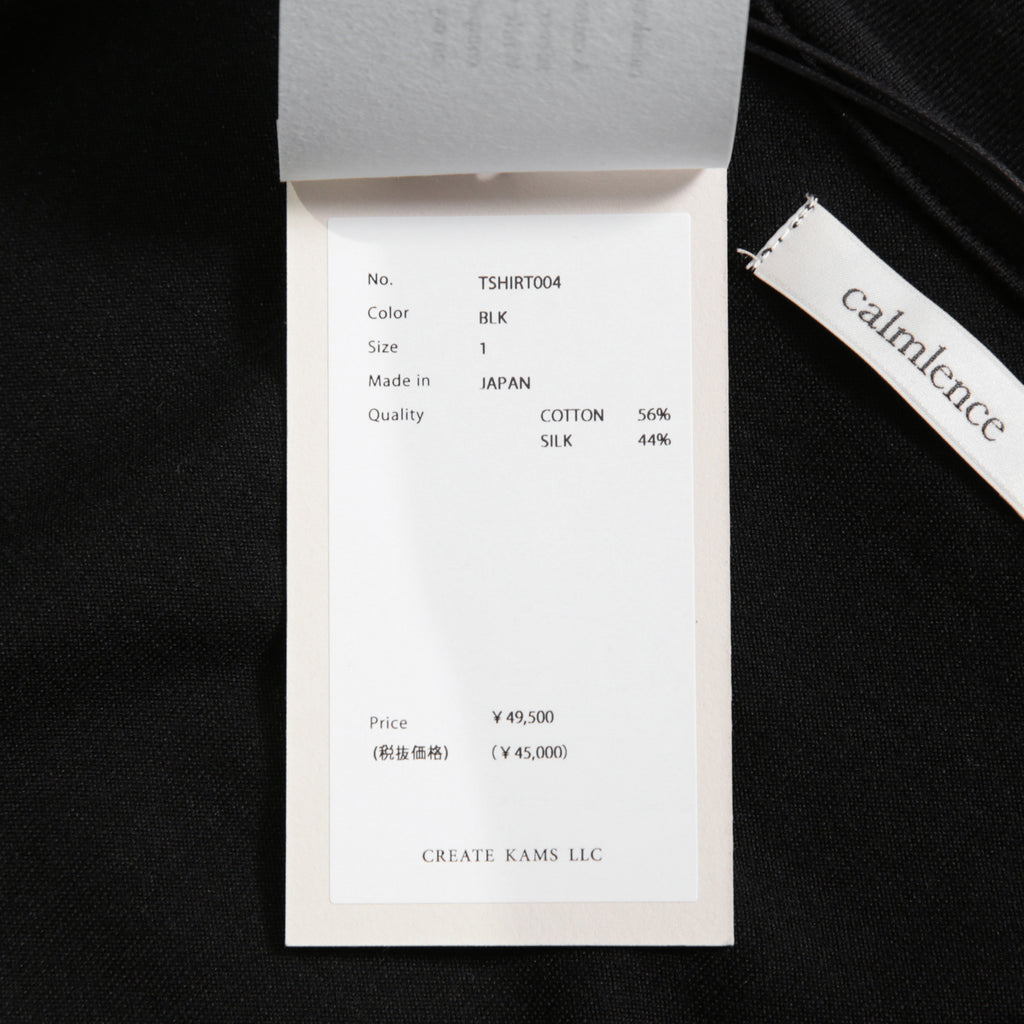 calmlence カームレンス / 25AW 美品 TSHIRT004. Mock Neck Long Sleeve T-Shirt Silk Suvin Rever Jersey size 1 (BLACK)