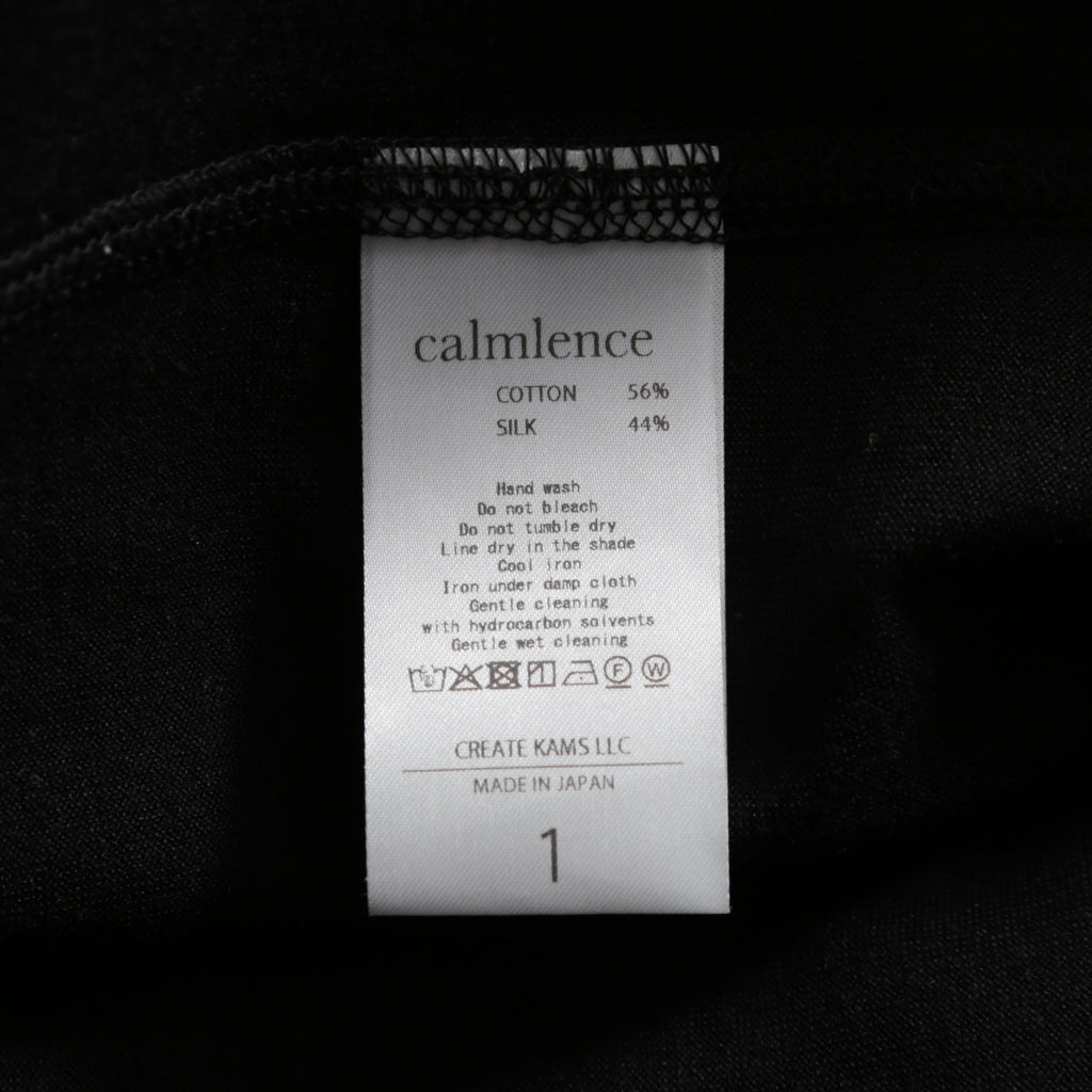 calmlence カームレンス / 25AW 美品 TSHIRT004. Mock Neck Long Sleeve T-Shirt Silk Suvin Rever Jersey size 1 (BLACK)