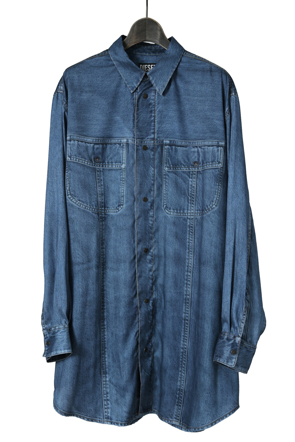 美品 DIESEL ディーゼル / 2022春夏 / ルーズフィット デニムプリント 長袖シャツ/ C-EJA A060670WDAD / size S