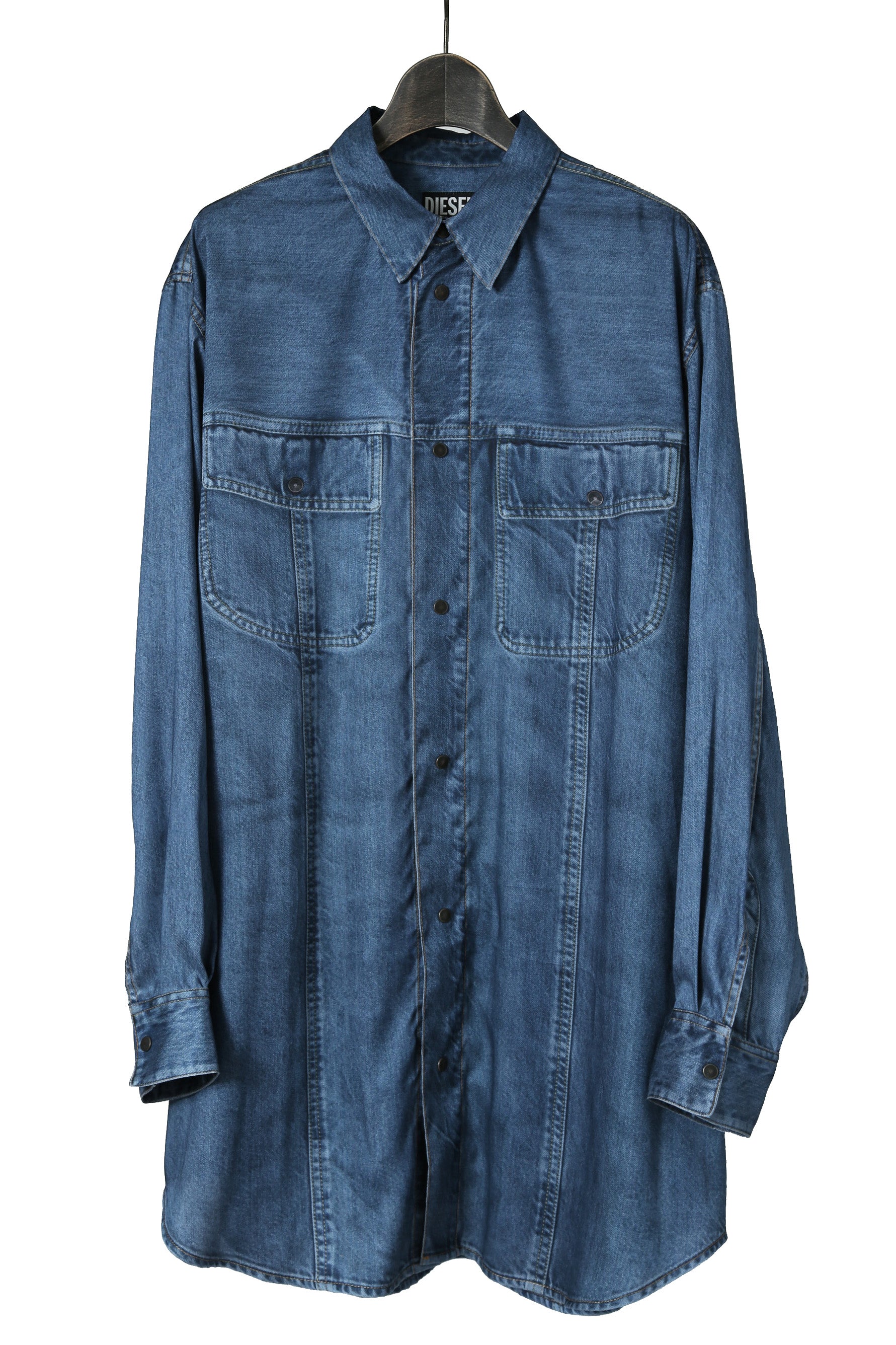 美品 DIESEL ディーゼル / 2022春夏 / ルーズフィット デニムプリント 長袖シャツ/ C-EJA A060670WDAD / size S