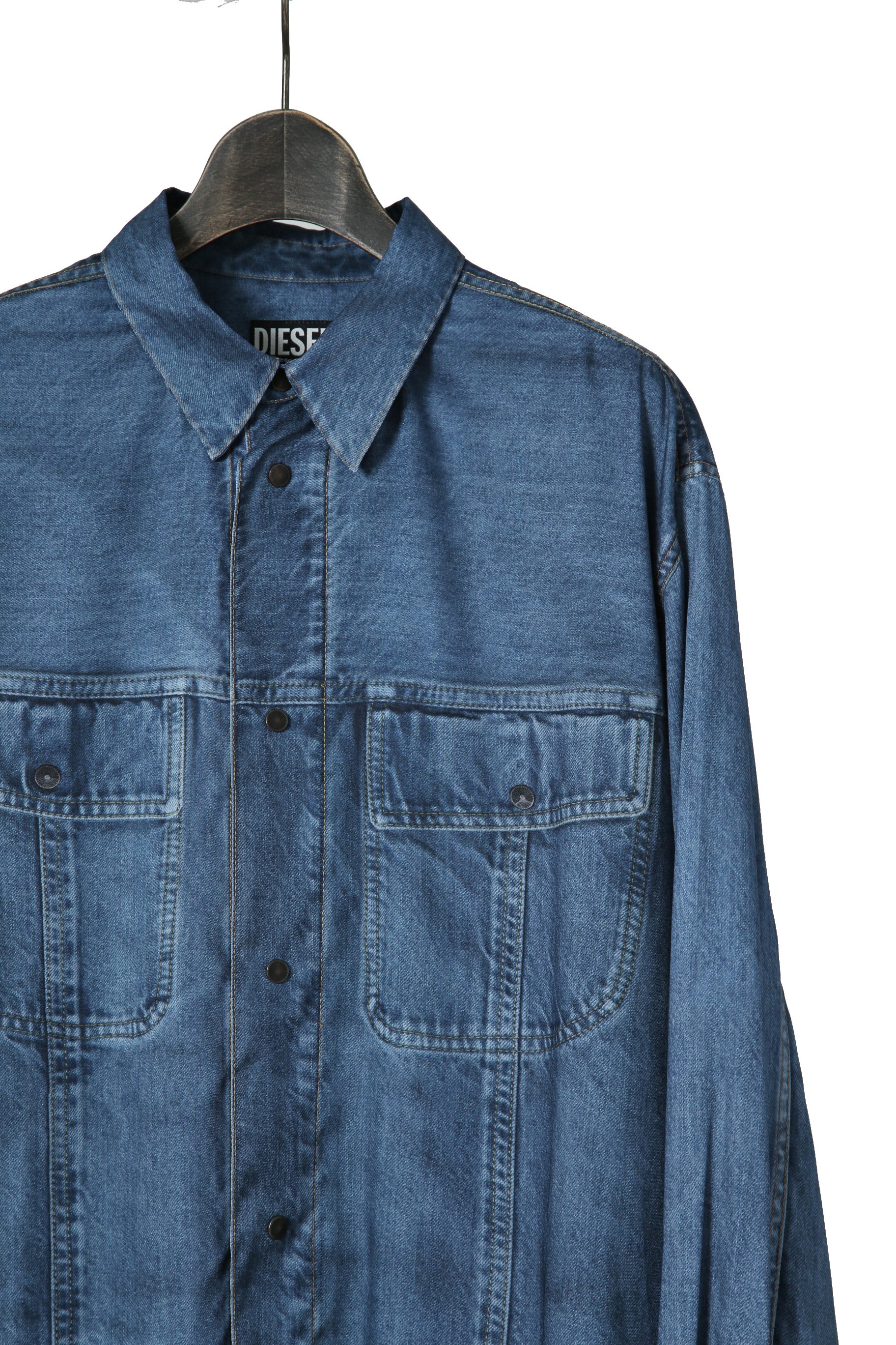 美品 DIESEL ディーゼル / 2022春夏 / ルーズフィット デニムプリント 長袖シャツ/ C-EJA A060670WDAD / size S