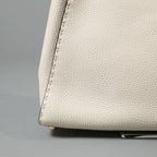 FENDI フェンディ / 美品 selleriaセレリア ピーカブー ミディアム  / カーフレザー / スカーフ付き / クリーム x グレー x ピンク x ゴールド（金具）