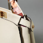 FENDI フェンディ / 美品 selleriaセレリア ピーカブー ミディアム  / カーフレザー / スカーフ付き / クリーム x グレー x ピンク x ゴールド（金具）