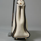 FENDI フェンディ / 美品 selleriaセレリア ピーカブー ミディアム  / カーフレザー / スカーフ付き / クリーム x グレー x ピンク x ゴールド（金具）